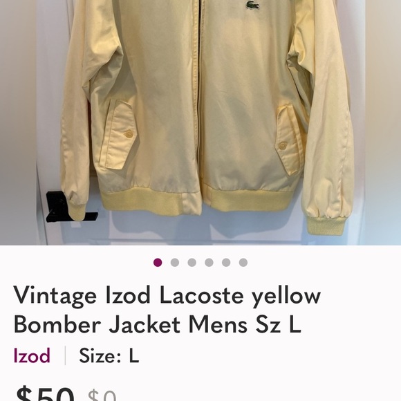 Lacoste Vintage Yellow Men’s Jacket with Plaid Accent - Picture 7 of 8